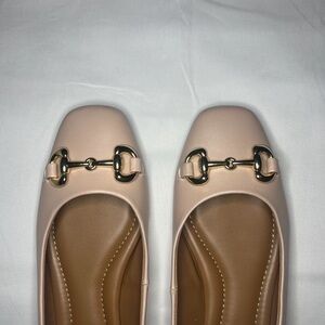 Nordstrom Rack Light Pink Ballet Flats with Gold Buckle